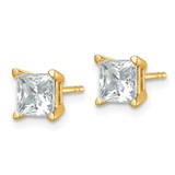 14k 2 carat Certified Lab Grown Diamond VS/SI+ G+ Princess Complete Four Prong Stud Earrings