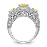 Cheryl M Sterling Silver Rhodium-plated Yellow Radiant-cut and White Brilliant-cut CZ 3 Stone Ring - QC-45C88793-6236