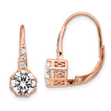 Cheryl M Sterling Silver Rose Gold-plated Brilliant-cut CZ Leverback Dangle Earrings - QC-A5484DB5-3401