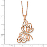 Cheryl M Sterling Silver Rose Gold-plated Polished CZ Butterfly 16 Inch with 2 Inch Extension Necklace