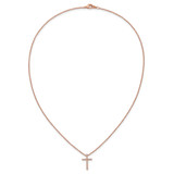 Cheryl M Sterling Silver Rose Gold-plated Polished CZ Latin Cross Necklace