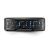Chisel Black Titanium Polished with Black and Blue Carbon Fiber Inlay 8mm Band - TB-6E71A6DC-6752