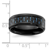 Chisel Black Titanium Polished with Black and Blue Carbon Fiber Inlay 8mm Band - TB-DBD69061-8698