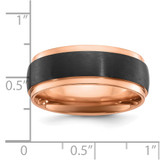 Chisel Black Zirconium Brushed and Polished Rose IP-plated 8mm Band - ZC-123FF516-7542