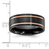 Chisel Black Zirconium Brushed and Polished Rose IP-plated 8mm Band - ZC-19DA45F1-4197
