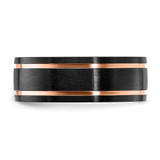 Chisel Black Zirconium Brushed and Polished Rose IP-plated 8mm Band - ZC-D0F233F9-3868