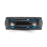 Chisel Black Zirconium Polished Blue IP-plated with Textured Edge 8mm Band - ZC-15C92D99-6854