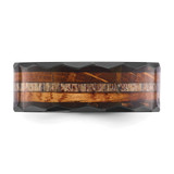 Chisel Black Zirconium Polished Faceted with Wood and Deer Antler Inlay 8mm Band - ZC-E99DE39D-9734