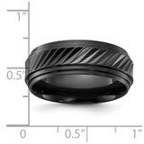 Chisel Black Zirconium Polished Grooved 8mm Band - ZC-756B59FF-2896