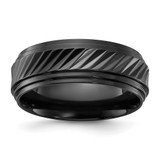 Chisel Black Zirconium Polished Grooved 8mm Band - ZC-9948B518-2818