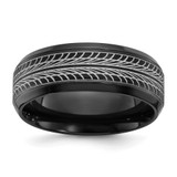 Chisel Black Zirconium Polished Lasered Tire Design 8mm Band - ZC-28FA424A-6057