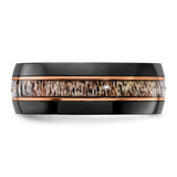 Chisel Black Zirconium Polished Rose IP-plated with Antler Inlay 8mm Band - ZC-3D76C41A-9767