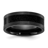 Chisel Black Zirconium Polished with Black Star Sandstone Inlay 8mm Band - ZC-68DC3680-2254
