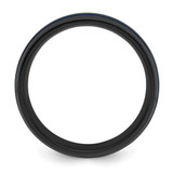 Chisel Black Zirconium Polished with Blue IP-plated Stripes 8mm Band - ZC-3EC20492-9722