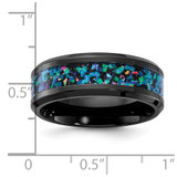 Chisel Black Zirconium Polished with Imitation Opal Inlay 8mm Band - ZC-2EAF690F-1417
