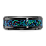 Chisel Black Zirconium Polished with Imitation Opal Inlay 8mm Band - ZC-FAEF9CCC-7027