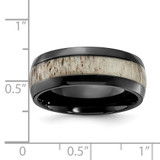 Chisel Black Zirconium Polished with White Antler Inlay 8.00mm Band - ZC-FCD1DF7C-9910