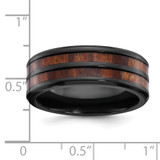 Chisel Black Zirconium Polished with Wood Inlay Center 8mm Band - ZC-93923940-3592