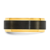 Chisel Black Zirconium Polished Yellow IP-plated with Brushed Center 8mm Band - ZC-99761D69-3879