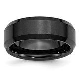 Chisel Ceramic Black Beveled Edge 8mm Brushed and Polished Band - CE-AF0EDCB5-9300