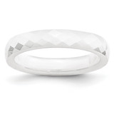 Chisel Ceramic White 4mm Faceted Polished Band - CE-85F7BBAC-2422