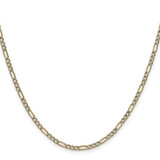 14k 2.3mm Semi-solid with Rhodium Pav‚ Figaro Chain - PW-52CC397E-4375