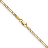 14k 2.3mm Semi-solid with Rhodium Pav‚ Figaro Chain - PW-DC30F138-4796