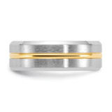 Chisel Cobalt Brushed and Polished with Yellow IP-plated Center Beveled Edge 8mm Band - CC-3A58B361-4264