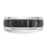 Chisel Cobalt Polished with Brushed Black IP-plated Grooved Center 8mm Band - CC-578CDC35-8803