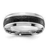 Chisel Cobalt Polished with Hammered Black IP-plated Center 8mm Band - CC-FF35F7BC-4505