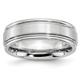Chisel Cobalt Satin and Polished Ridged Edge 7mm Band - CC-16387B83-3467
