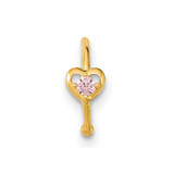 14K 20 Gauge Hoop with Heart CZ Nose Ring Body Jewelry