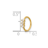 14K 20 Gauge Polished 3 Stone CZ Nose Ring