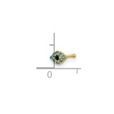 14K 20 Gauge Polished Blue CZ Evil Eye Nose Stud