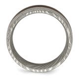 Chisel Damascus Steel Polished with Ebony Wood Inlay 8mm Band - SR-7CE0097D-4437