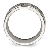 Chisel Stainless Steel Antiqued and Polished Brick Pattern 7.5mm Band - SR-B9DBEC3B-4268