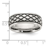 Chisel Stainless Steel Antiqued and Polished Checkered Pattern 8mm Band - SR-029FB35C-8819