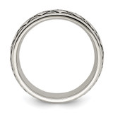 Chisel Stainless Steel Antiqued and Polished Checkered Pattern 8mm Band - SR-43F5B6EB-2942