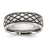 Chisel Stainless Steel Antiqued and Polished Checkered Pattern 8mm Band - SR-857C1FD7-3257