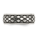 Chisel Stainless Steel Antiqued and Polished Checkered Pattern 8mm Band - SR-857C1FD7-3257
