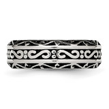 Chisel Stainless Steel Antiqued and Polished Swirl Design 7mm Band - SR-0228E74D-7951