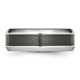 Chisel Stainless Steel Base with Brushed Black Ceramic Center Beveled Band - SR-A35BD073-7745