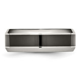Chisel Stainless Steel Base with Polished Black Ceramic Center Beveled Band - SR-AECA0A74-6121