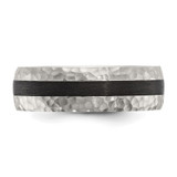 Chisel Stainless Steel Brushed and Hammered Black Carbon Fiber Inlay 7mm Band - SR-6A08C5EB-8348