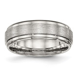 Chisel Stainless Steel Brushed and Polished 7mm Ridged Edge Band - SR-4DE9B3C5-5367