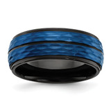 Chisel Stainless Steel Brushed and Polished Black and Blue IP-plated 8mm Band - SR-BB2F5C5A-1256