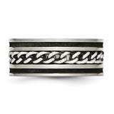 Chisel Stainless Steel Brushed and Polished Black IP-plated Chain Inlay 10mm Band - SR-2841E0D0-8176