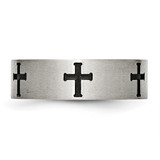 Chisel Stainless Steel Brushed and Polished Black IP-plated Crosses 7mm Band - SR-197E3BB3-9802