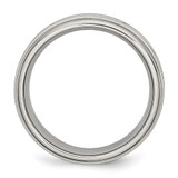 Chisel Stainless Steel Brushed and Polished Criss-cross Design 7mm Ridged Edge Band - SR-0D100D6D-9110