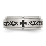 Chisel Stainless Steel Brushed and Polished Enamel Rotating Swirl Design 8mm Band - SR-62A30092-9059